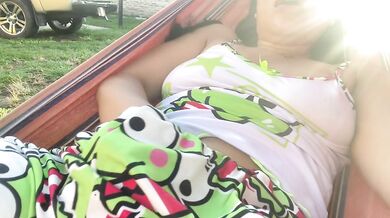 SAKURAYEN makes hot show in amaca, touches her rich pussy over her clothes is very exciting