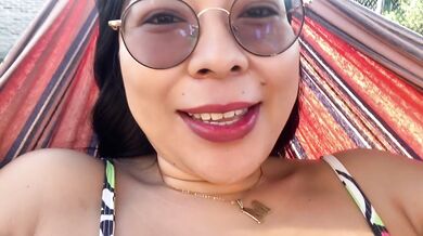 SAKURAYEN makes hot show in amaca, touches her rich pussy over her clothes is very exciting
