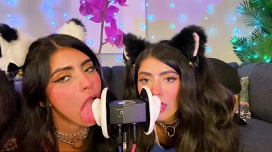 ASMR TWO Cats Flirt and Lick Your Ears with Eye Contact layered sounds - CorneliustheCat ASMR