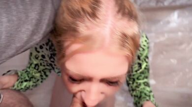 Drinking milk and getting facefucked roughly. Hardcore milky blowjob