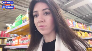 Wife Cheats her Husband in the Entrance and walks on Public with Cum on Face - Cumwalk