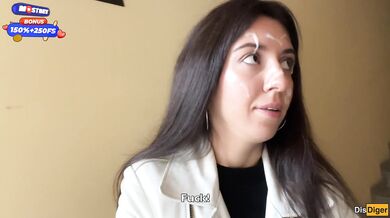 Wife Cheats her Husband in the Entrance and walks on Public with Cum on Face - Cumwalk