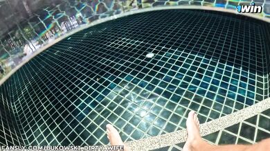 Real passionate sex underwater of a couple in love on vacation, risky outdoors