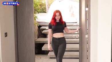 Redhead Footjobs After Foot Massage, Fucks And Gets Cum On Feet In Fishnet Stockings POV
