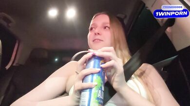 Russian beauty gave herself for an energy drink