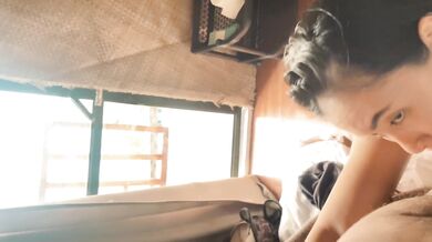 intense blowjob in a hut huge cumshot on face and hair!