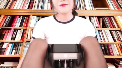 ASMR Hot College Girl Found You Under the Desk of Library POV | Thigh Rubbing Sound & Ear Massage