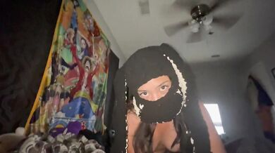 POV Asian girl in bunny mask teases cock reverse cowgirl