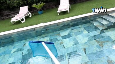 risky sex with horny stepmom by the pool