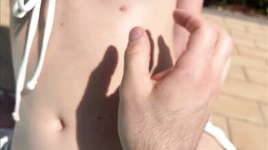 She was so horny I teased her pussy in the hotel pool - Hear her beg to cum