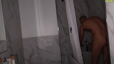 Stepmom's BF Hard and quiet Fucked his Future StepDaughter with Braces in the Shower room!!