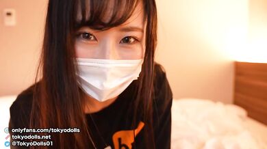 Japanese cute girl gives a guy a handjob while facesitting and being eaten pussy.