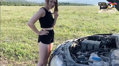 Broke down on the road. Fucked in the ass and cum inside.
