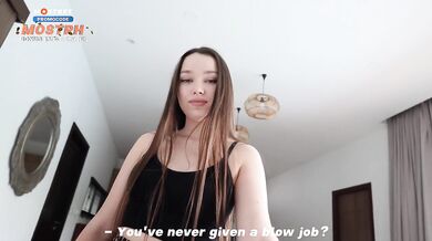 Stepsister decided to suck her boyfriend's cock, but I was the first to give her mouth. Learning how
