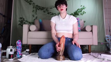 Goth FILLED with 10 CREAMPIES from BAD DRAGON DILDOS