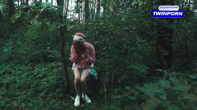 Cute lesbian got lost in the forest and ran into a forester's dick.