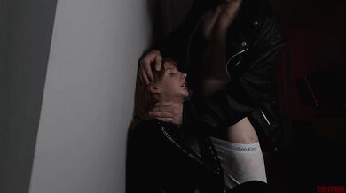 The red-haired bitch smokes while I fuck her in the mouth