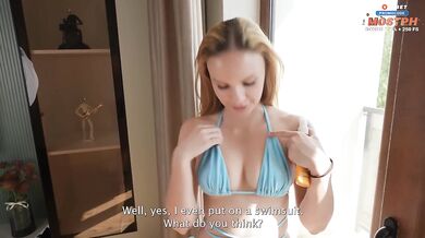 Applying sunscreen before the beach turned out to be sex but the step sister didn't mind