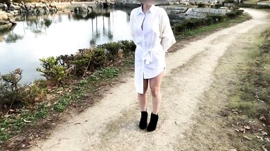 『素人個人撮影』巨乳熟女にピタッと白シャツで/ノーブラ散歩＆露出オナニー潮吹き//流出/晒し/視姦　japanese/hentai/asian/milf/mom/big tits/日本人/塾女/人妻