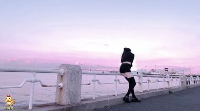 Black over-knee socks footjob + Genshin Impact ganyu cosplay sex