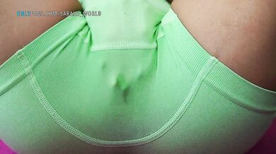 Hot Blonde EDGES HERSELF until SHAKING SQUIRTING ORGASM after workout through her yoga outfit!!!