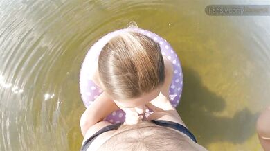 Perfect butt, lifebuoy, sex and public beach. POV