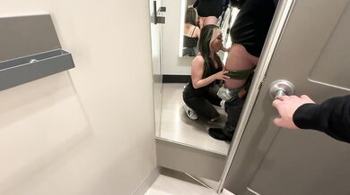 Risky Quickie With Asian in Target Dressing Room Ends With Creampie