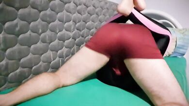 Dry humping on top of the girl, missionary cum in pants grinding