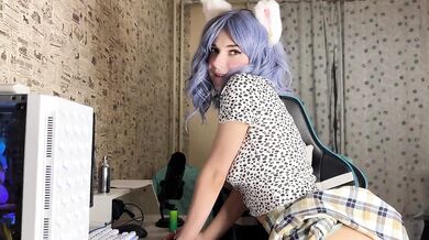 Teen with blue hair gives me ASMR and gives me anal