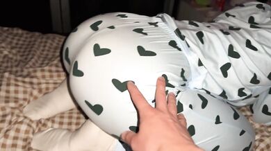 Fucked doggy style stepsister in pajamas and filmed it