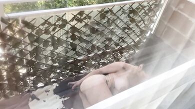 Big tits brunette gets ANAL fucked on the BALCONY