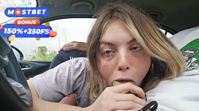 I suck my STEPBROTHER's COCK in the car and it ENDS in my MOUTH