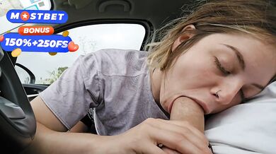I suck my STEPBROTHER's COCK in the car and it ENDS in my MOUTH
