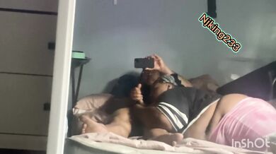 Ebony milf sucking dick after work