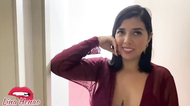 LINA HENAO TRICKS THE DELIVERY MAN INTO DEEPTHROATING AND FUCKING HIM