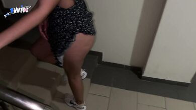 You not need Tinder if... Stranger with Big Ass Agreed to Fuck with Me in the Entrance I Cum Inside!
