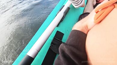Risky Public Kayaking Made Him Cum in 1 min!