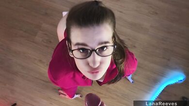 CUM ON MY GLASSES – Sloppy Deepthroat POV & Ball Sucking