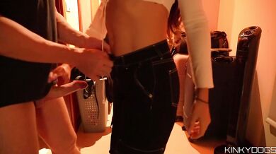 Big ass brunette sucking rich before fucking her hard and cum in the ASS