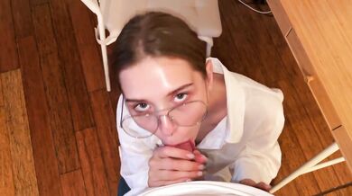 Physics professor is fucking a student. Little slut is swallowing cum
