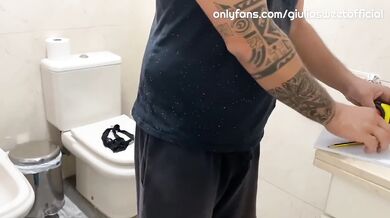 I catch the builder smelling my panties and with his hard cock in his hand