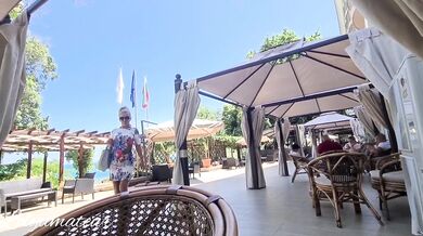 Public coffe with Stepmom and after Stepson share a bed with beautiful Stepmom