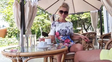 Public coffe with Stepmom and after Stepson share a bed with beautiful Stepmom