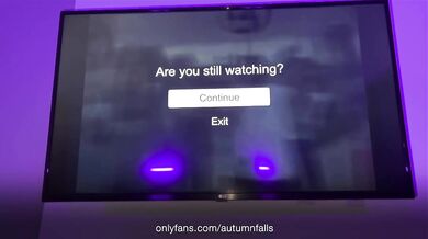 HUGE NATURAL TITS AUTUMN FALLS NETFLIX & CHILL FUCK + CUM EATING