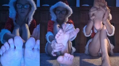 Rubbing Lotion On My Feet In Xmas Dress