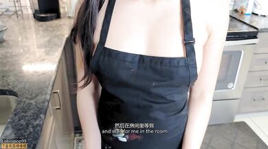 Hungry student caught stealing food and paid with her pussy -偷吃的好色女仆