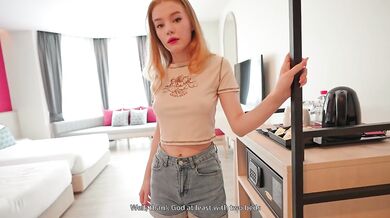 Dispute in Hotel with Stepsister Ends with Rough Fucking of her Tight Pussy