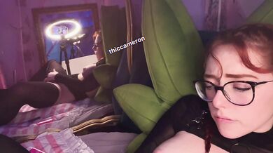 pretty redhead has orgasm while being fucked by machine