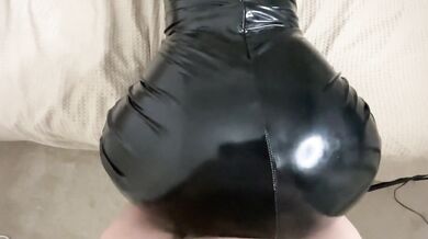 Fucking a Blonde British MILF in Leather Dress and Black Pantyhose