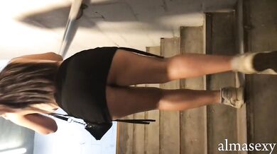 ALMASEXY ON THE STAIRS OF THE PARKING LOT